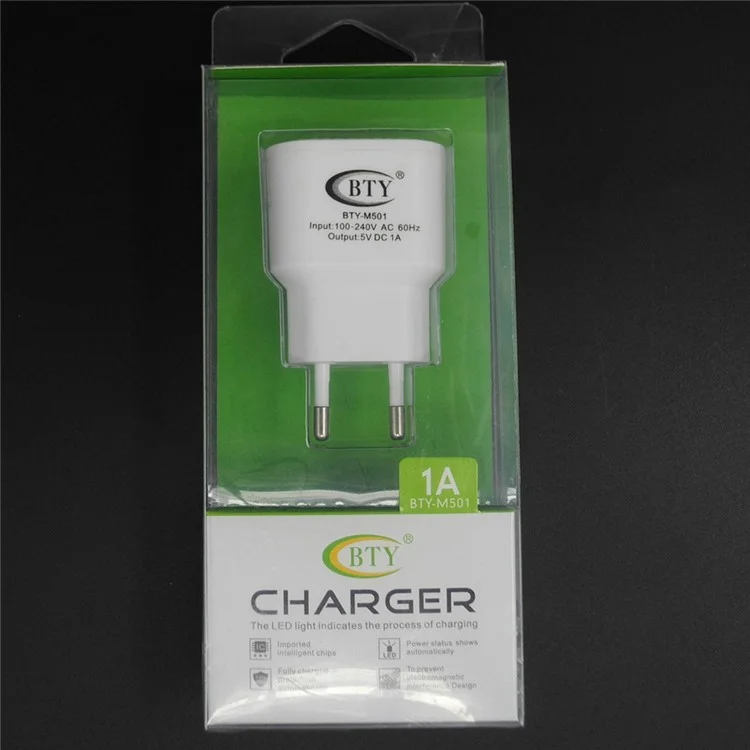 BTY M501 5V 1A EU Plug USB Travel Wall Charger for Smartphones and Tablets