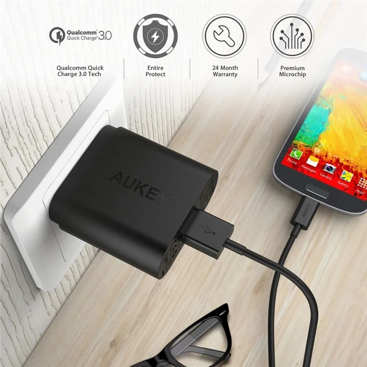 AUKEY PA-T9 18W USB Wall Charger Support Qualcomm Quick Charge 3.0 - US Plug