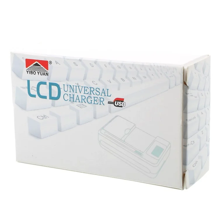YIBOYUAN LCD Indicator Screen Universal Battery Charger + USB Output (SS-5) - EU Plug