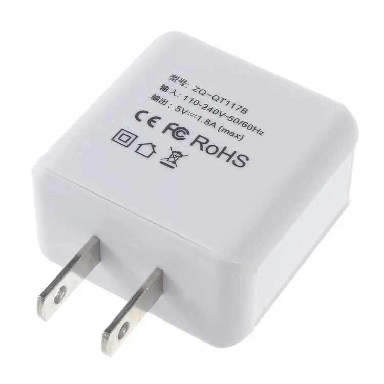 ZUOQI 1.8A USB Wall Charger US Plug for iPhone Samsung Smartphone (CE/RoHS/FCC)