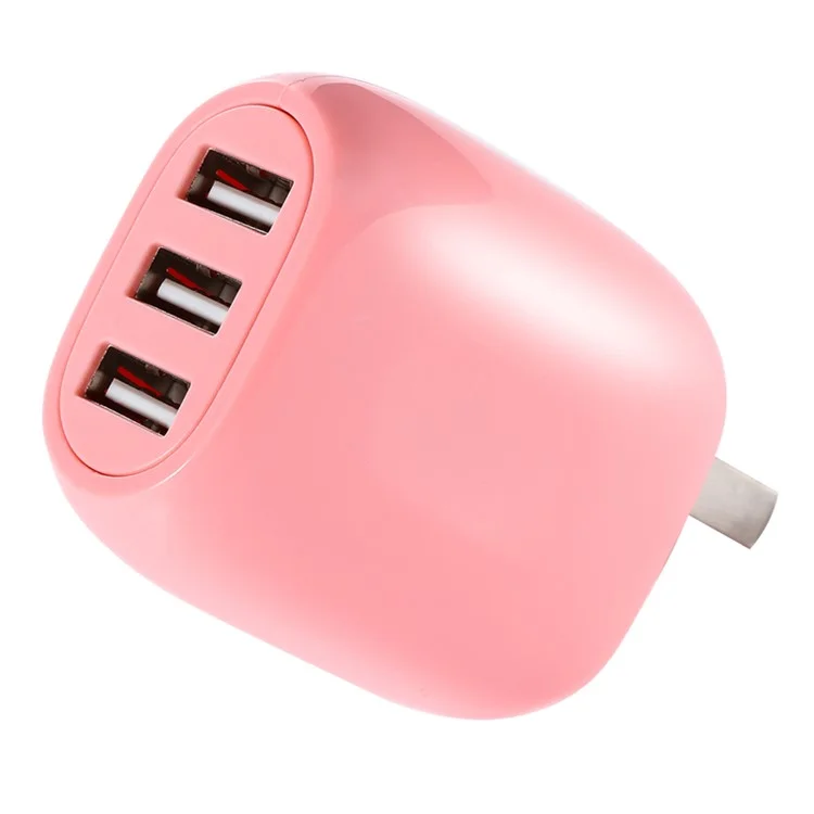 JOYROOM M301 Smart 3 USB 3.1A Wall Charger US Plug for iPhone iPad Samsung - Pink