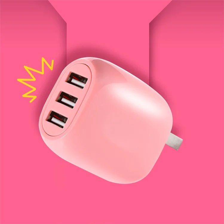 JOYROOM M301 Smart 3 USB 3.1A Wall Charger US Plug for iPhone iPad Samsung - Pink