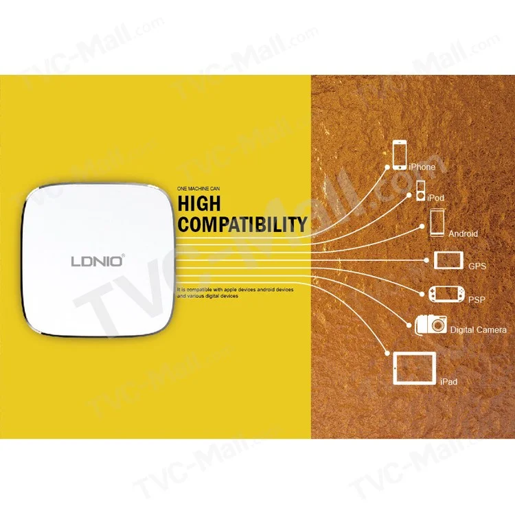 LDNIO A6704 6-port USB Quick Charge 2.0 Wall Charger CE ROHS for iPhone Samsung - EU Plug