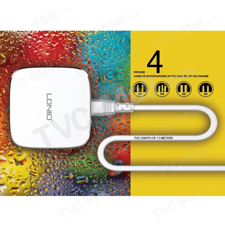 LDNIO A6704 CE ROHS 6-port USB 7A Quick Charge 2.0 Wall Charger for iPhone Samsung - US Plug
