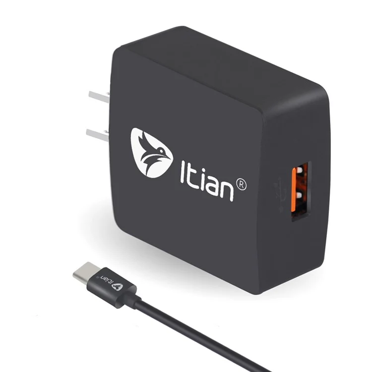 ITIAN K6 Quick Charge 3.0 Wall Charger + USB Type-C Cable Kit for Nintendo Switch/ Samsung Galaxy S8/S8 Plus - US Plug