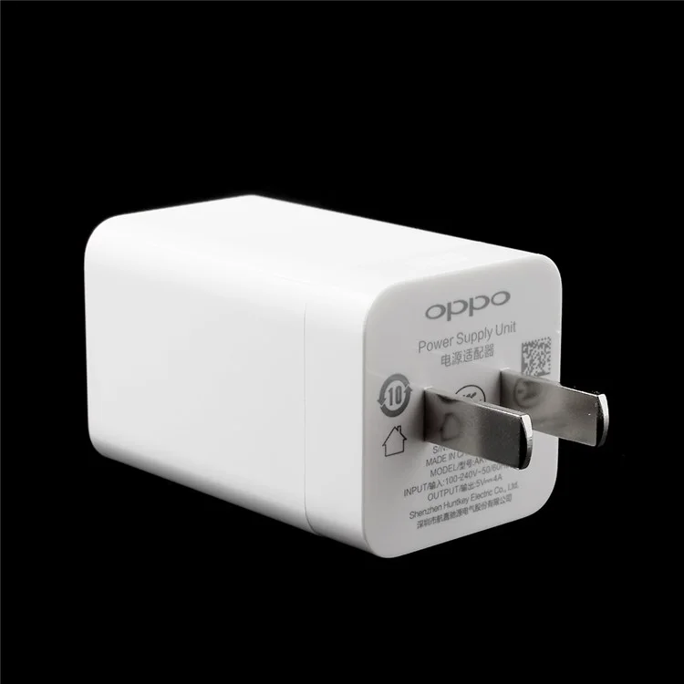 Oppo VOOC AK779 5V 4A Flash Charger Mini Wall Adapter for Oppo R9 / R7 - US Plug / White