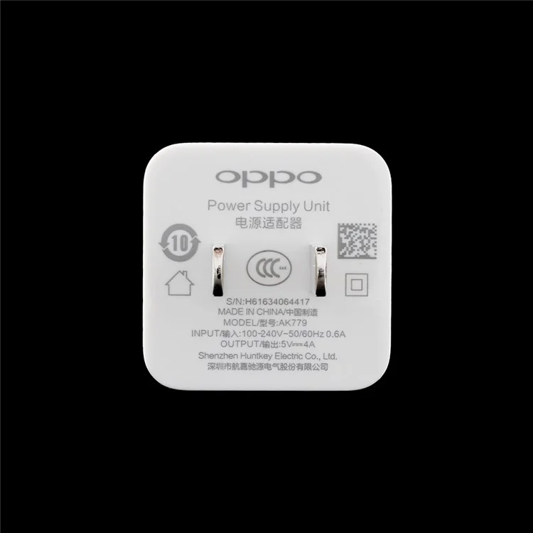 Oppo VOOC AK779 5V 4A Flash Charger Mini Wall Adapter for Oppo R9 / R7 - US Plug / White
