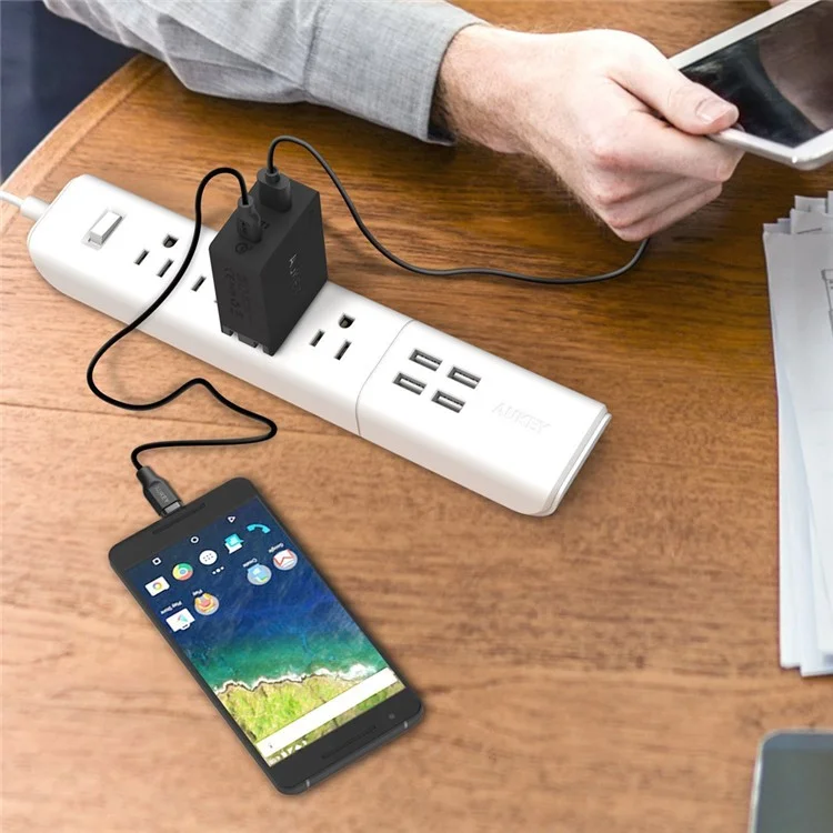 AUKEY PA-Y2 Dual USB Wall Charger with Type-C Quick Charge 3.0 & AiPower - EU Plug