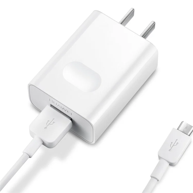 OEM HUAWEI Quick Charge 2.0 USB Travel Charger Adapter 18W 9V 2A + 1M Micro USB Cable - White / US Plug