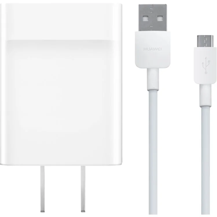 OEM HUAWEI Quick Charge 2.0 USB Travel Charger Adapter 18W 9V 2A + 1M Micro USB Cable - White / US Plug