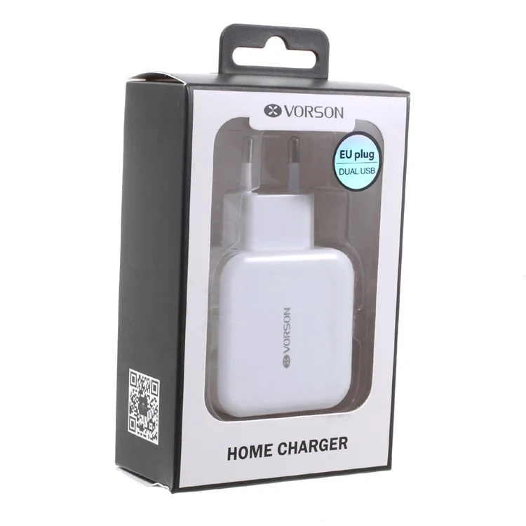 VORSON 2.4A Dual USB Charger Universal Adapter for iPhone iPad Samsung etc. (VCC-002) - White / EU Plug