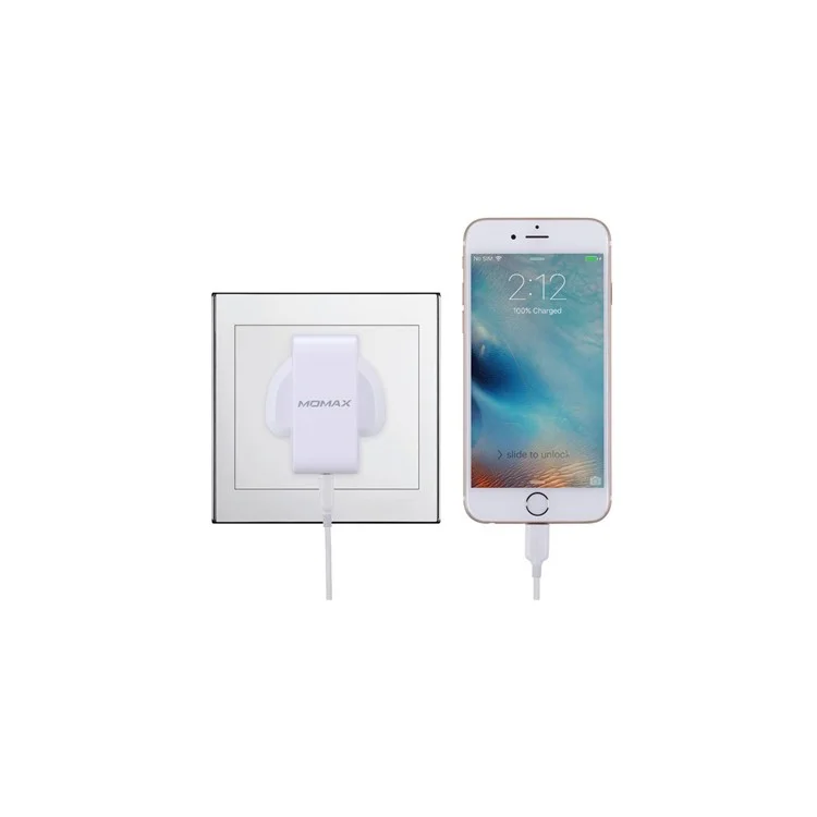 MOMAX 5V /2.4A single Port USB Portable Intelligent Digital Wall Charger - White / UK Plug