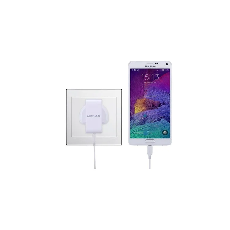 MOMAX 5V /2.4A single Port USB Portable Intelligent Digital Wall Charger - White / UK Plug