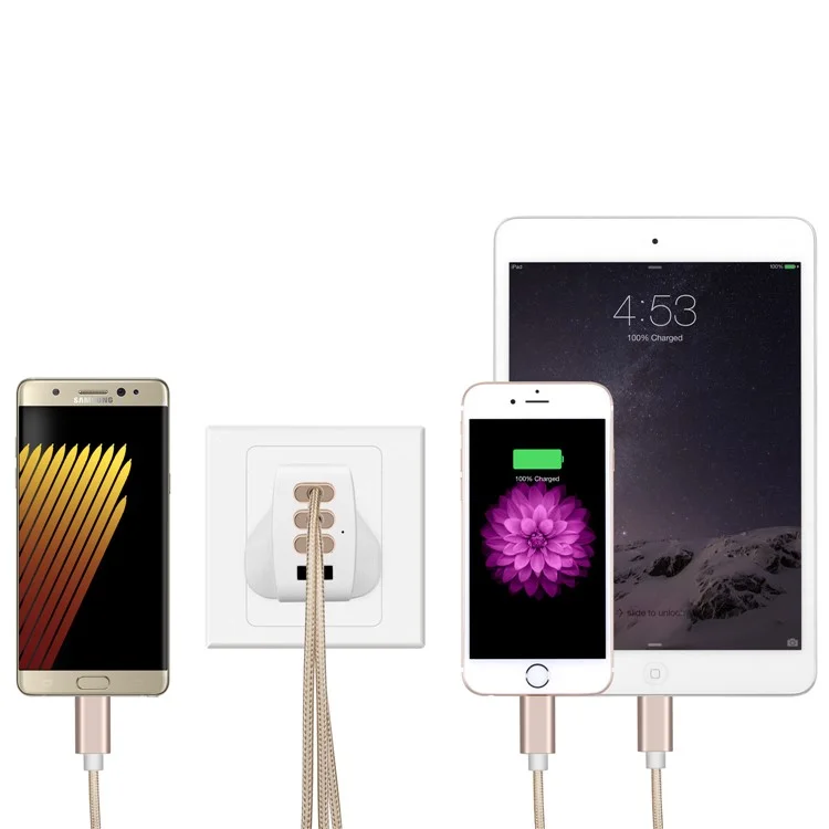 MOMAX 5V /4.8A 4-Port USB Portable Intelligent Digital Wall Charger - White / UK Plug