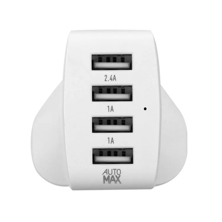 MOMAX 5V /4.8A 4-Port USB Portable Intelligent Digital Wall Charger - White / UK Plug
