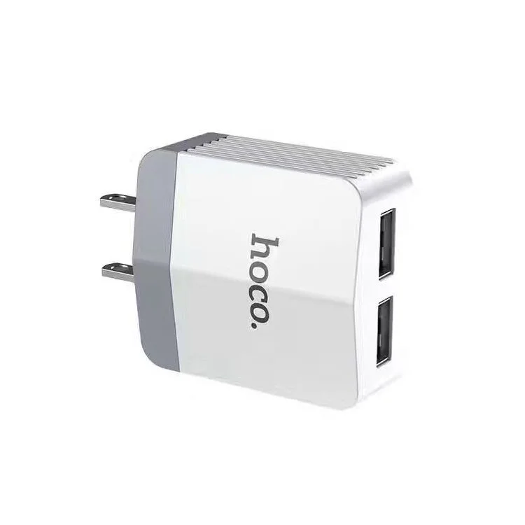 HOCO C13B Dual USB Charger Portable Travel Adapter for iPhone iPad Samsung Cellphone Tablet - White / US Plug