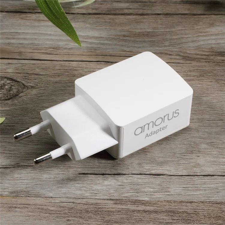 AMORUS NW01 2.1A Dual USB Travel Charger Adapter + Micro USB Cable for Samsung Galaxy S7/ Huawei Y5 (2017) Etc - EU Plug