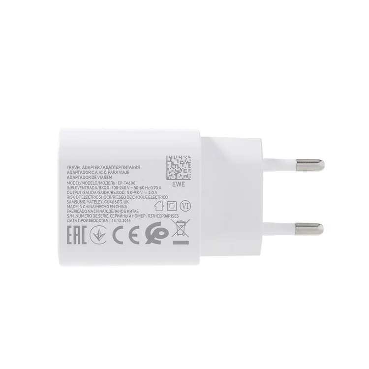 9V Adaptive Fast Charging Travel Power Adapter for Samsung Galaxy C9 Pro - White / EU Plug