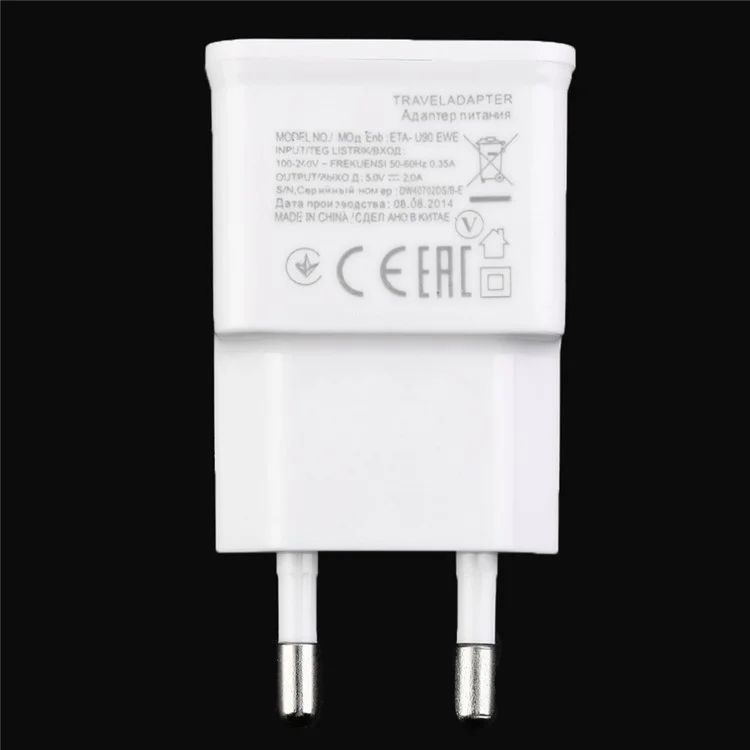 5V 2A Dual USB Wall Travel Charger Power Adapter for iPhone Samsung Etc. Smartphones Tablets - EU Plug / White