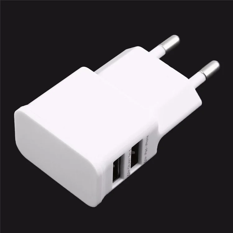 5V 2A Dual USB Wall Travel Charger Power Adapter for iPhone Samsung Etc. Smartphones Tablets - EU Plug / White