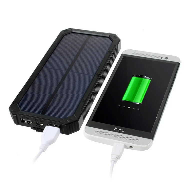 30000mAh Dimmable LED Solar Panel Power Bank Battery Charger for iPhone Samsung HTC Pokemon Game - Black