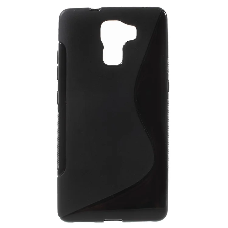 S Shape Anti-slip TPU Gel Cover for Huawei Honor 7 - Black