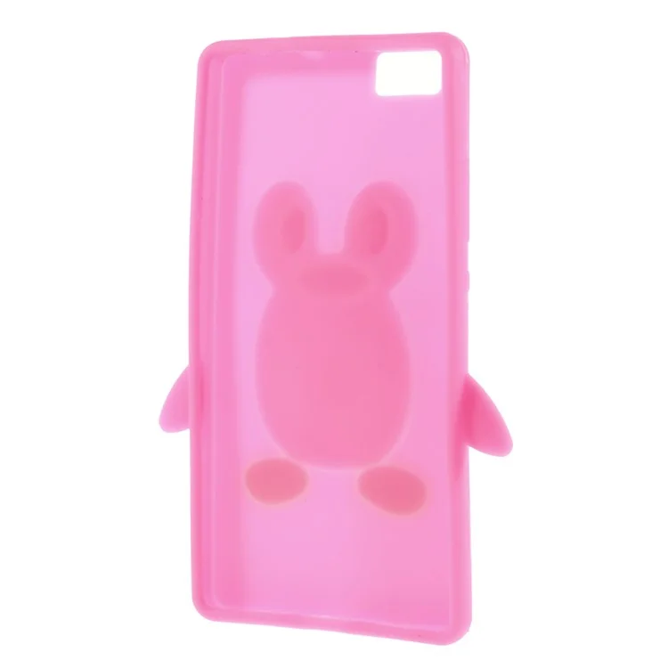 3D Penguin Silicone Case for Huawei Ascend P8 Lite - Rose