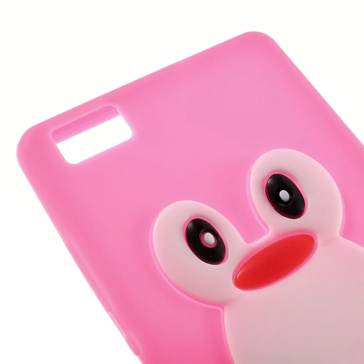 3D Penguin Silicone Case for Huawei Ascend P8 Lite - Rose