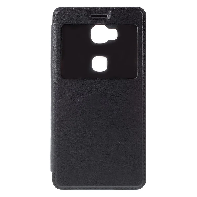 Window View Leather Stand Case for Huawei Honor Play 5X / Honor 5X - Black