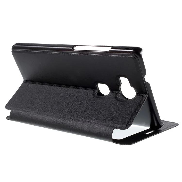 Window View Leather Stand Case for Huawei Honor Play 5X / Honor 5X - Black