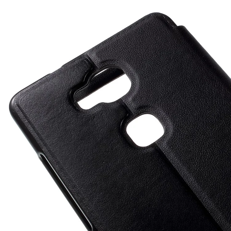 Window View Leather Stand Case for Huawei Honor Play 5X / Honor 5X - Black