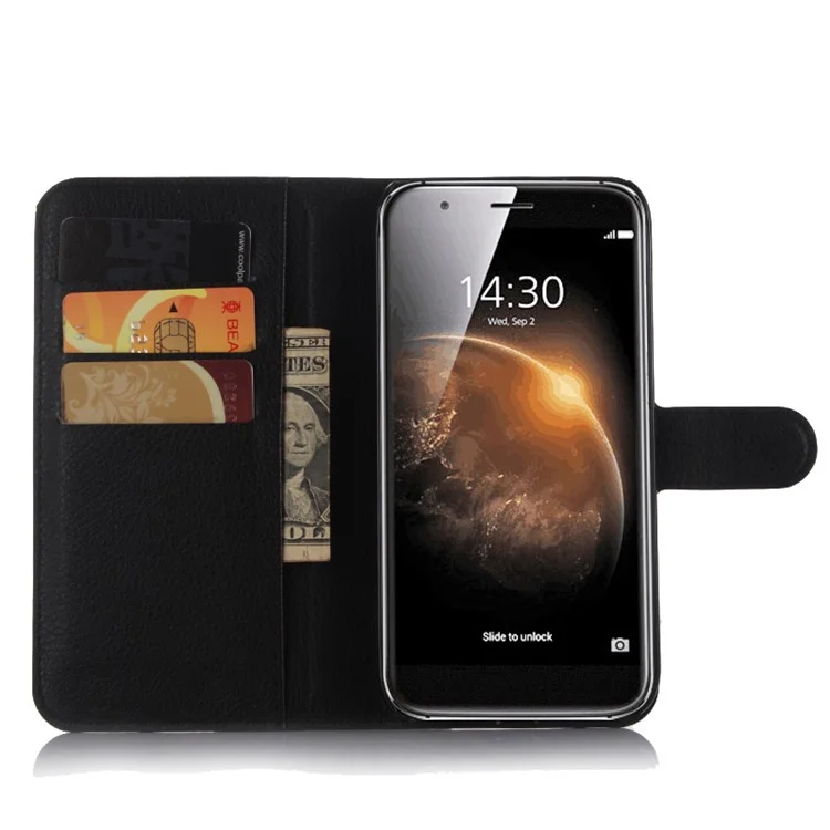 Lychee Skin Leather Wallet Case for Huawei G8 / D199 Maimang 4 - Black