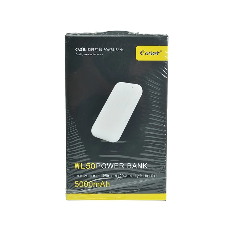 CAGER WL50 5000mAh Mobile Power Bank for iPhone Samsung LG - Black
