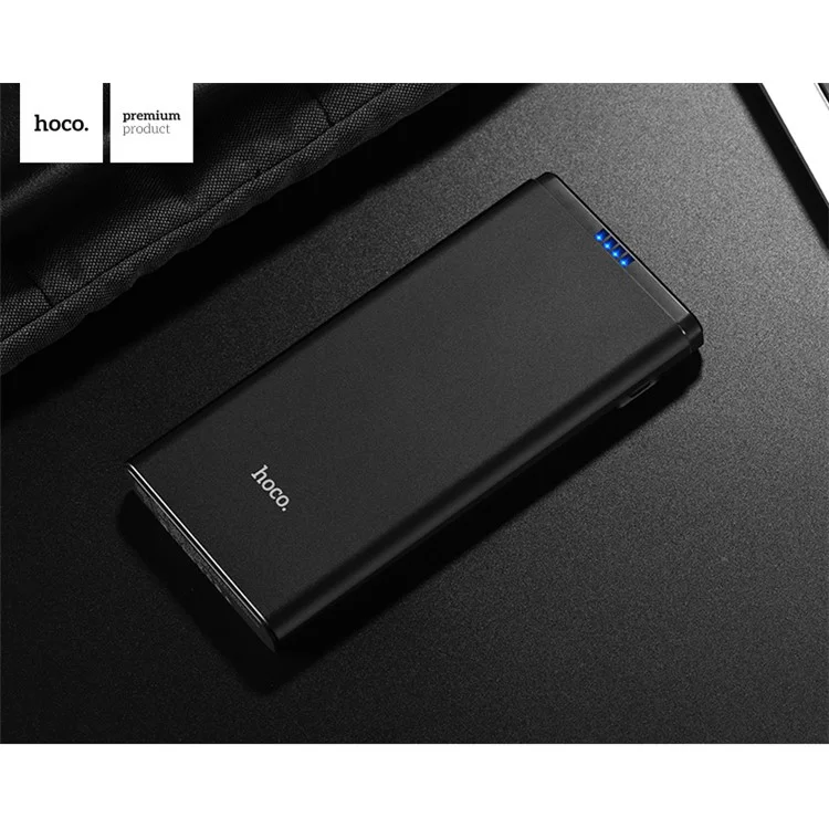 HOCO J2-10000 Dual USB Port 10000mAh Fast Charging Portable External Power Bank - Black