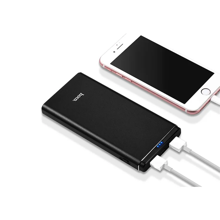 HOCO J2-10000 Dual USB Port 10000mAh Fast Charging Portable External Power Bank - Black