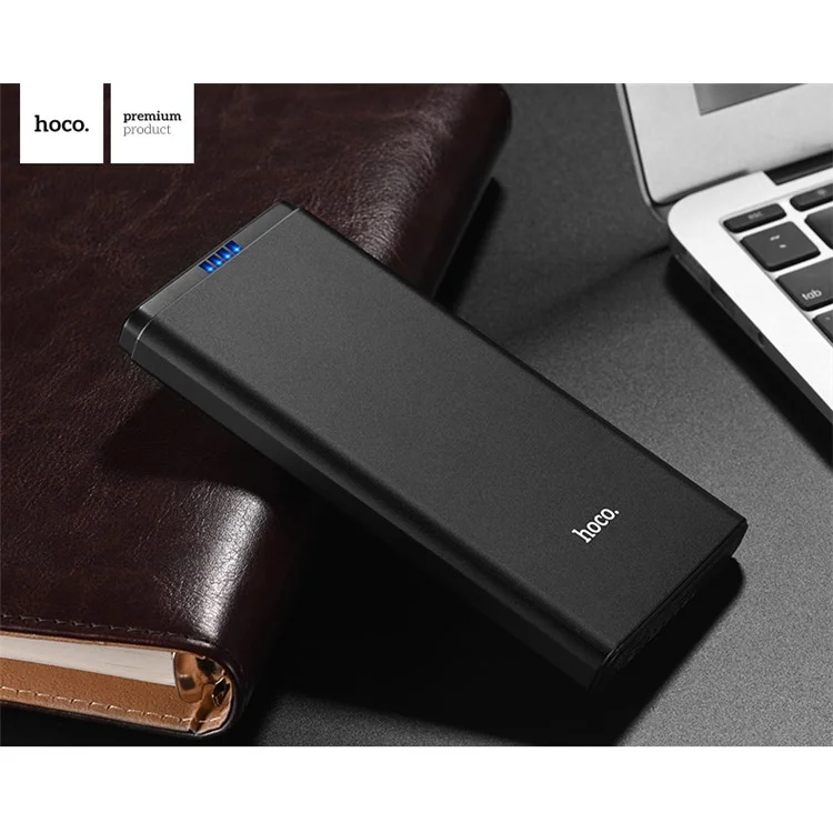 HOCO J2-10000 Dual USB Port 10000mAh Fast Charging Portable External Power Bank - Black