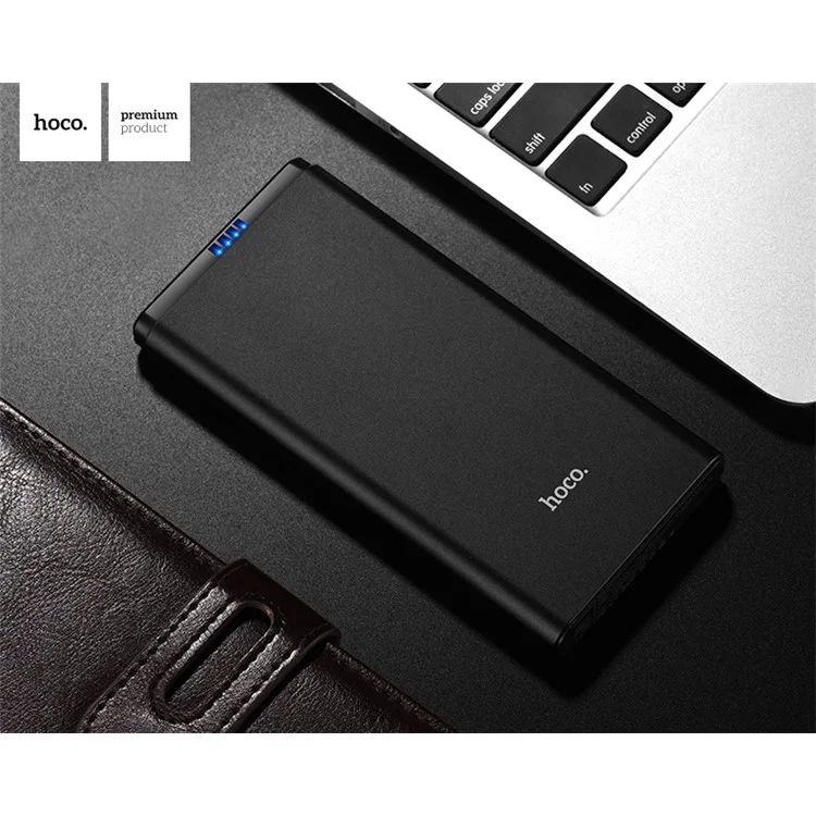 HOCO J2-10000 Dual USB Port 10000mAh Fast Charging Portable External Power Bank - Black