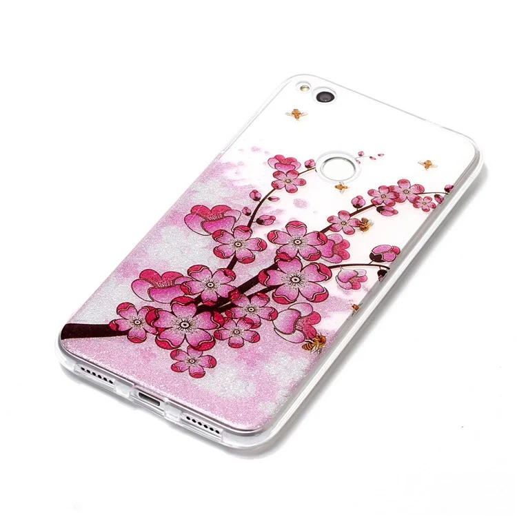 Clear IMD Patterned Glitter Powder TPU Phone Case for Huawei P8 Lite (2017)/Honor 8 Lite - Plum