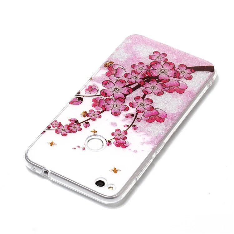 Clear IMD Patterned Glitter Powder TPU Phone Case for Huawei P8 Lite (2017)/Honor 8 Lite - Plum