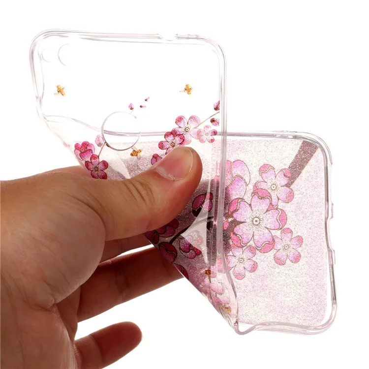 Clear IMD Patterned Glitter Powder TPU Phone Case for Huawei P8 Lite (2017)/Honor 8 Lite - Plum