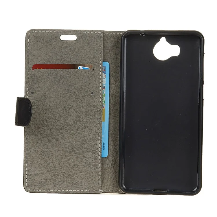 Magnetic Wallet Leather Stand Flip Case for Huawei Y5 (2017) / Y6 (2017) - Black