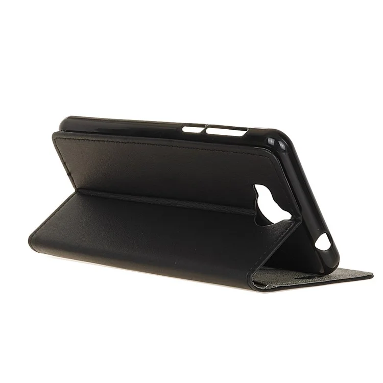 Magnetic Wallet Leather Stand Flip Case for Huawei Y5 (2017) / Y6 (2017) - Black