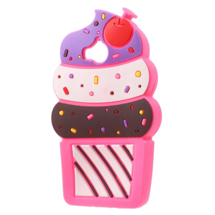 3D Cherry Ice Cream Silicone Back Case for Huawei Y5 (2017) - Rose