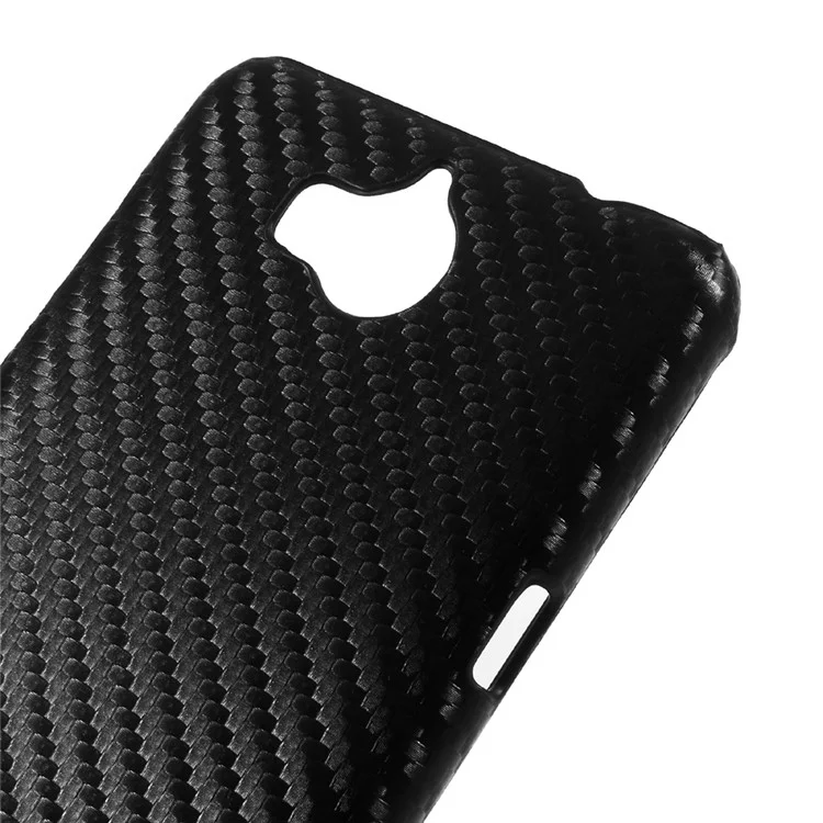 PU Leather Coated Plastic Back Phone Case for Huawei Y5 (2017) / Y6 (2017) - Carbon Fiber Texture