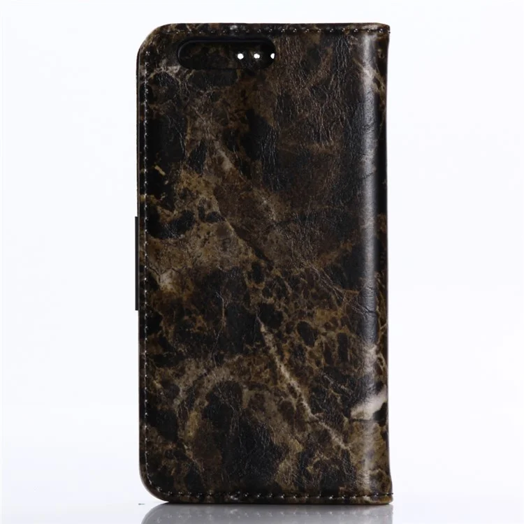For Huawei Honor 9 Marble Grain Wallet Leather Stand Case Accessory - Black
