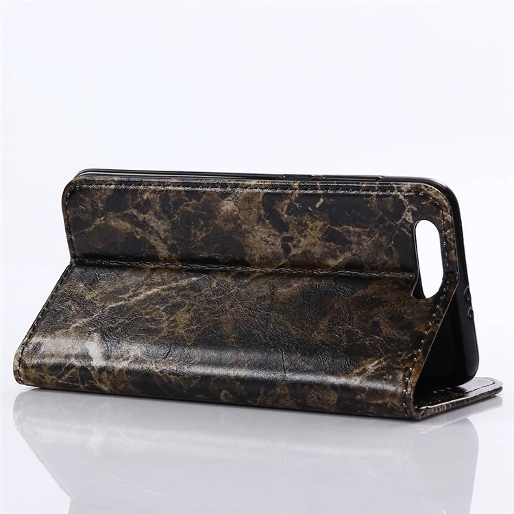 For Huawei Honor 9 Marble Grain Wallet Leather Stand Case Accessory - Black