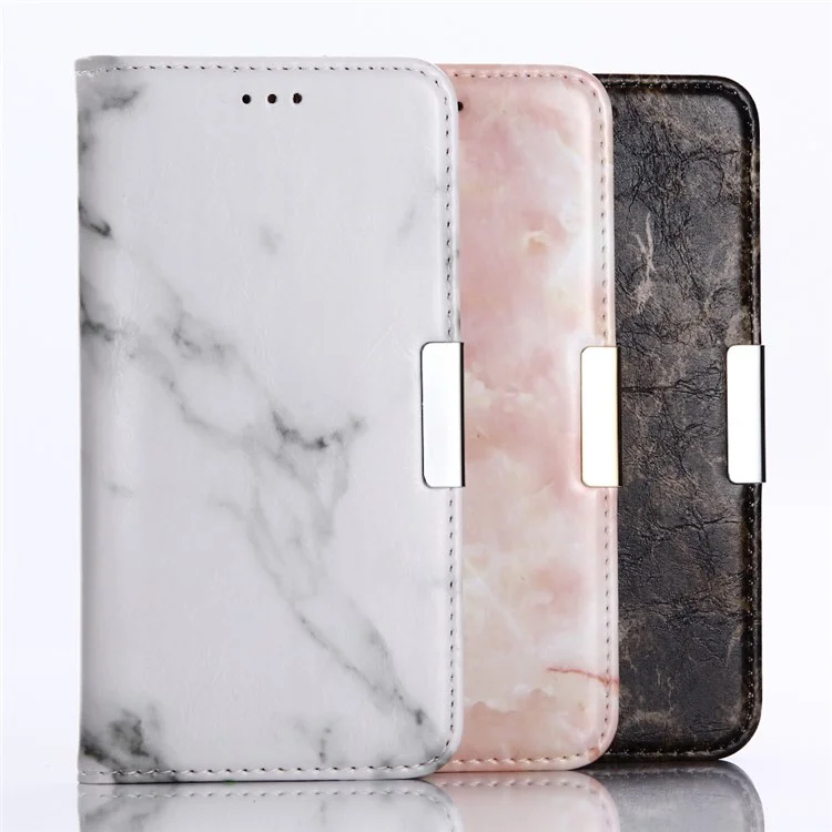 For Huawei Honor 9 Marble Grain Wallet Leather Stand Case Accessory - Black