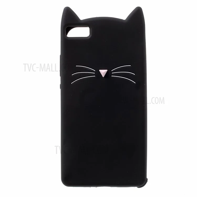 3D Moustache Cat Silicone Cover Case for Huawei P8 Lite (2015) - Black