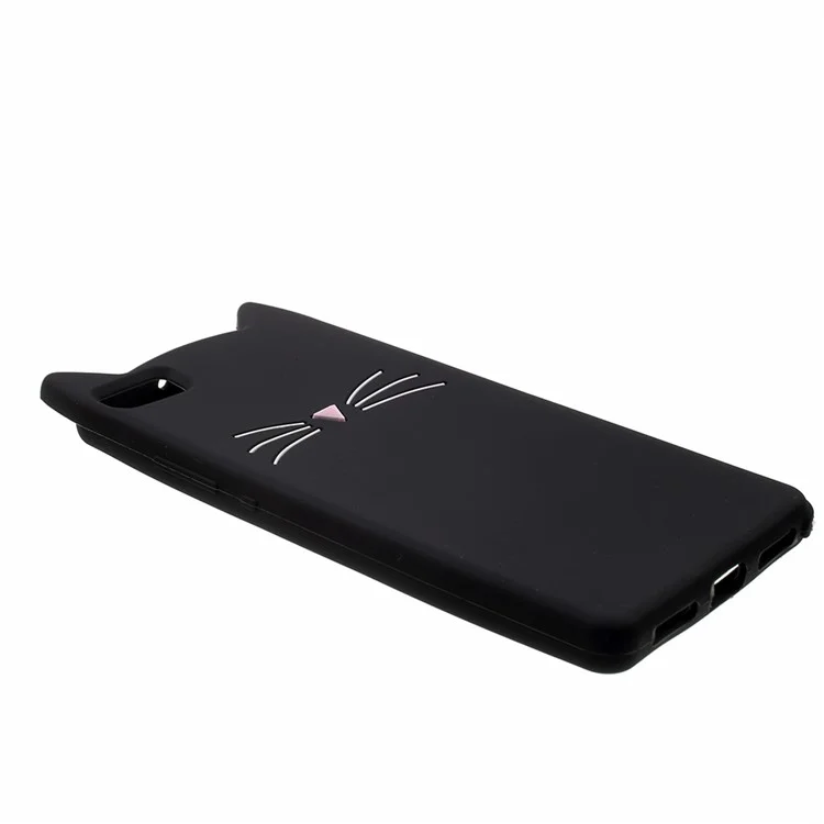 3D Moustache Cat Silicone Cover Case for Huawei P8 Lite (2015) - Black