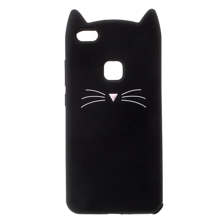 3D Moustache Cat Silicone Case for Huawei P10 Lite - Black